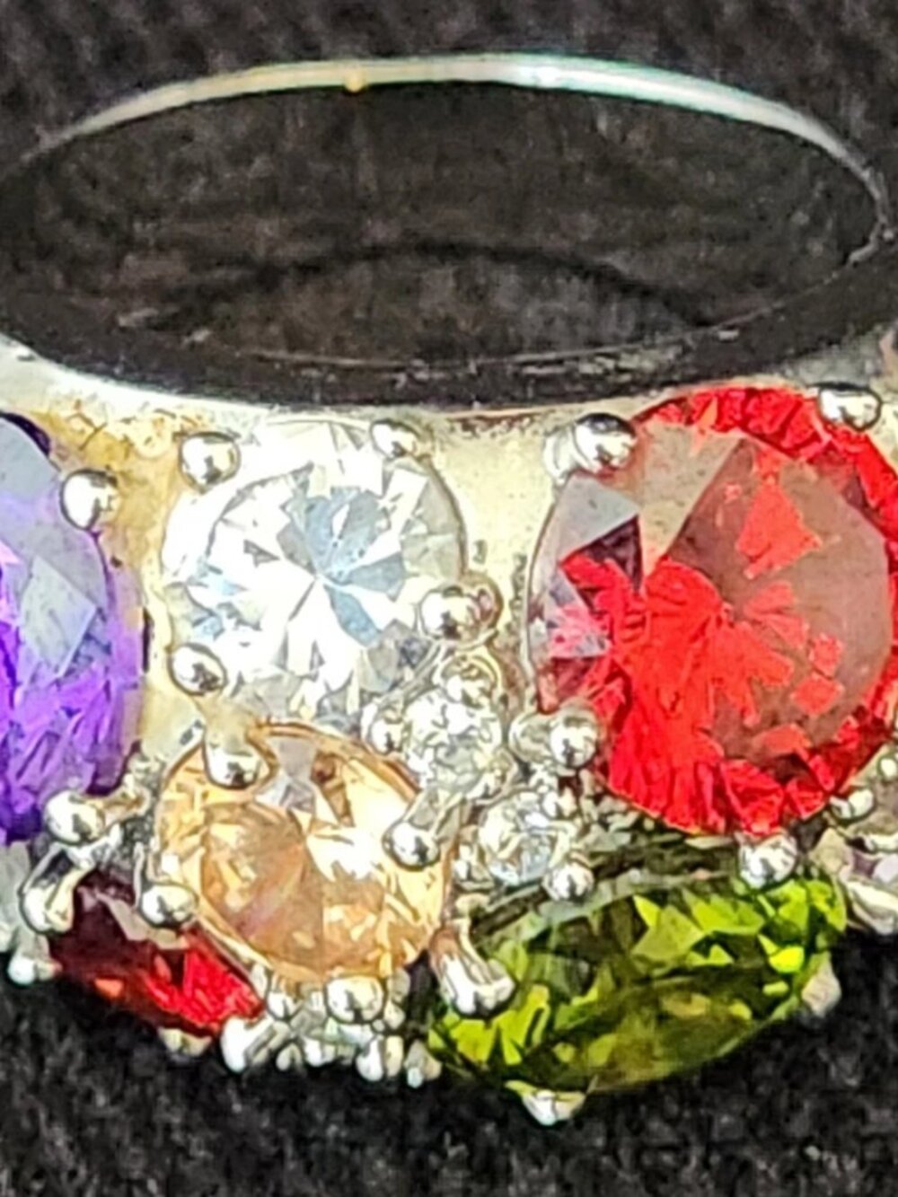 Vtg Nataliya V Collister NVC Multi-color Gems Bold Statement Cocktail Ring Sz 9 - Picture 12 of 14